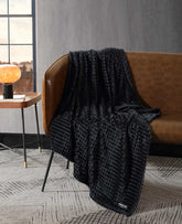 Kenneth Cole Textured Solid Throw Blanket