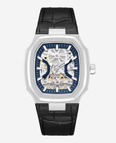 Kenneth Cole Skeleton Automatic Two-Tone Dial Leather Strap Watch