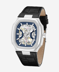 Kenneth Cole Skeleton Automatic Two-Tone Dial Leather Strap Watch