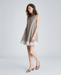 Kenneth Cole Halter Shirt Swing Dress with Lace Hem