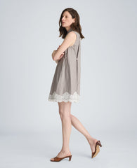 Kenneth Cole Halter Shirt Swing Dress with Lace Hem