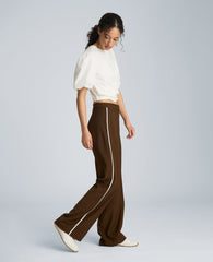Kenneth Cole Wide Leg Pant with Side Piping – Brown/White | Kenneth Cole