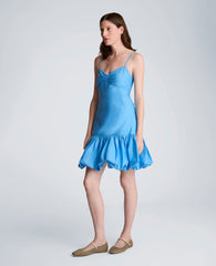 Kenneth Cole Women's Sweetheart Bubble Flounce Mini Dress, Lake Blue
