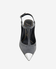 Kenneth Cole Shop Romi T-Strap Suede Heels, Grey Pointed Pumps | KC