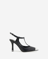 Kenneth Cole Romi T-Strap Heels – Silver Cap & Leather Style | KC