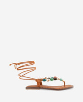 Kenneth Cole Santiago Suede Stone Embellished Wrap Around Sandal