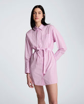Kenneth Cole Striped Poplin Drop Shoulder Short Shirt Dress