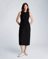Kenneth Cole Poplin Asymmetrical Ruched Midi Dress