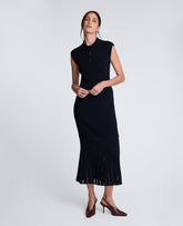 Kenneth Cole Polo Neck Sweater Dress with Sheer Hem Inserts