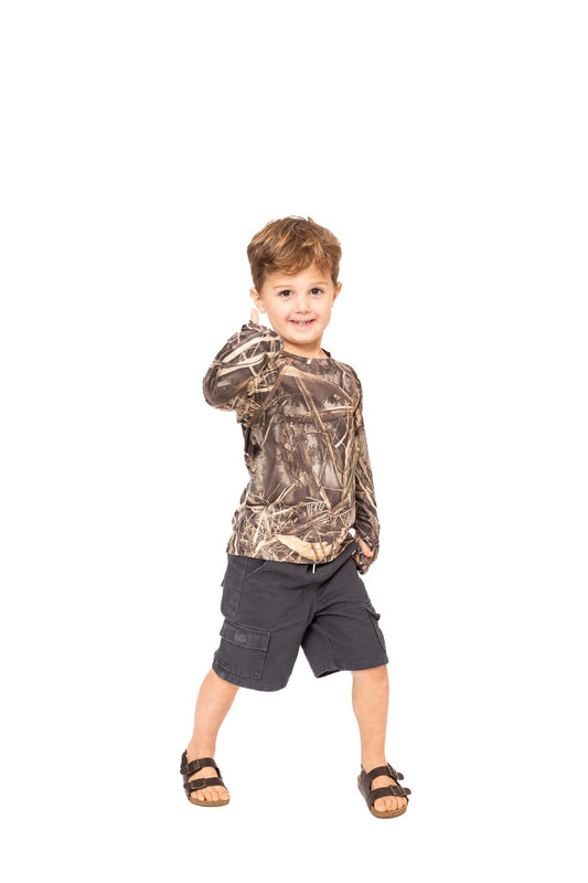 Realtree Kid's Crew Long Sleeve Poly Camo Shirt - Realtree MAX-7