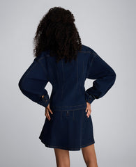 Kenneth Cole Long Sleeve Denim Corset Trucker Jacket