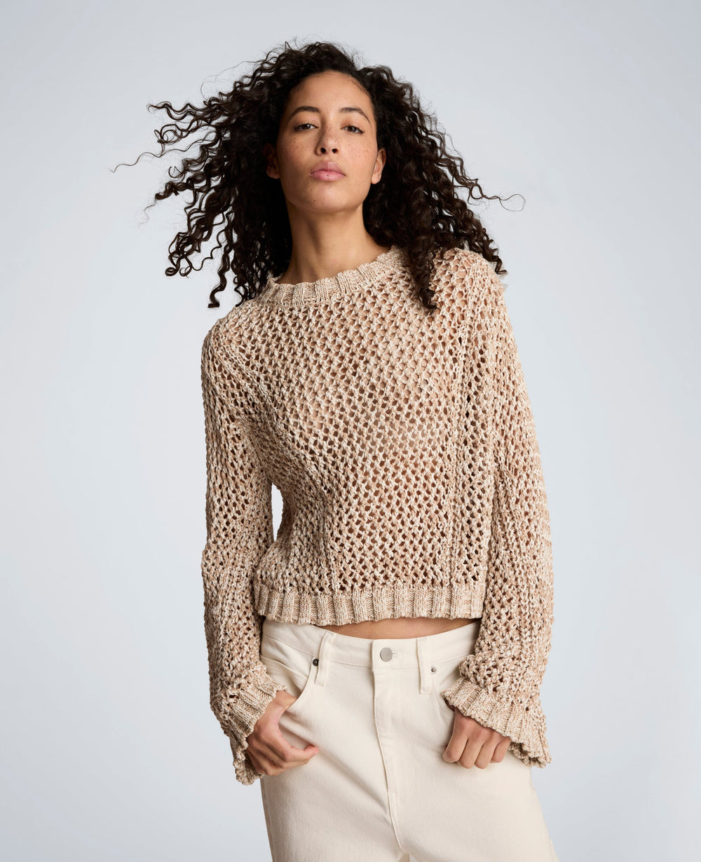 Kenneth Cole Two Tone Open Stitch Pullover – Taupe/White | Kenneth Cole