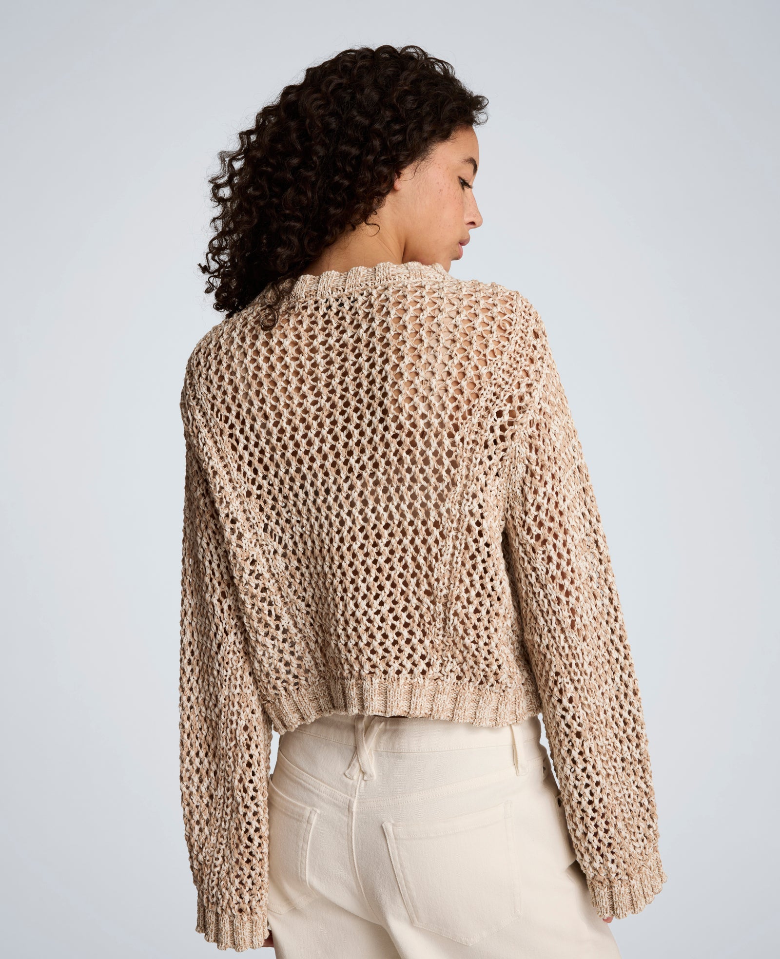 Kenneth Cole Two Tone Open Stitch Pullover – Taupe/White | Kenneth Cole