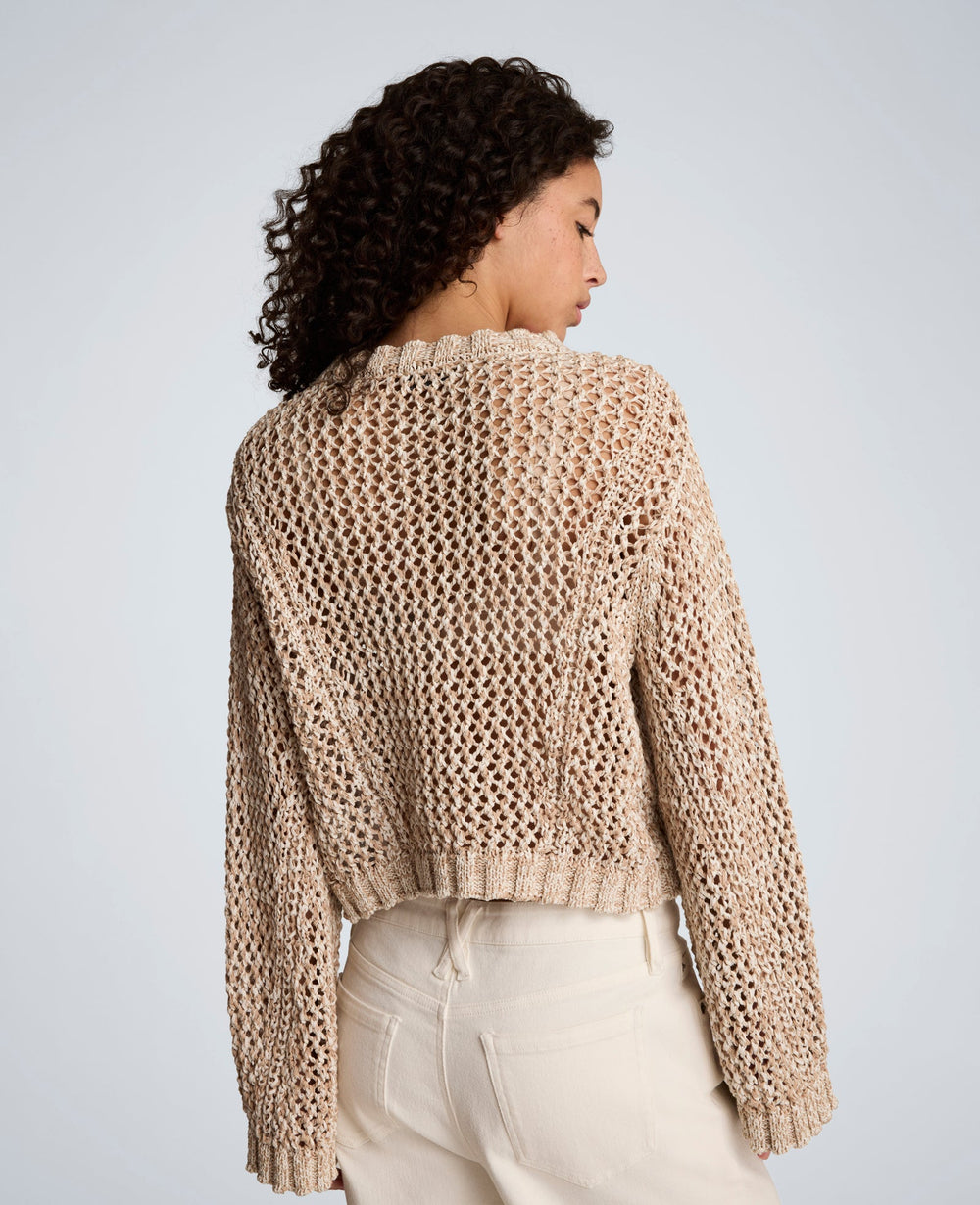 Kenneth Cole Two Tone Open Stitch Pullover – Taupe/White | Kenneth Cole
