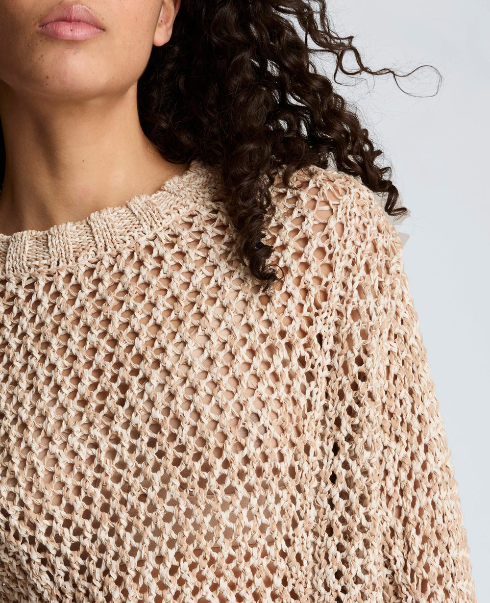 Kenneth Cole Two Tone Open Stitch Pullover – Taupe/White | Kenneth Cole