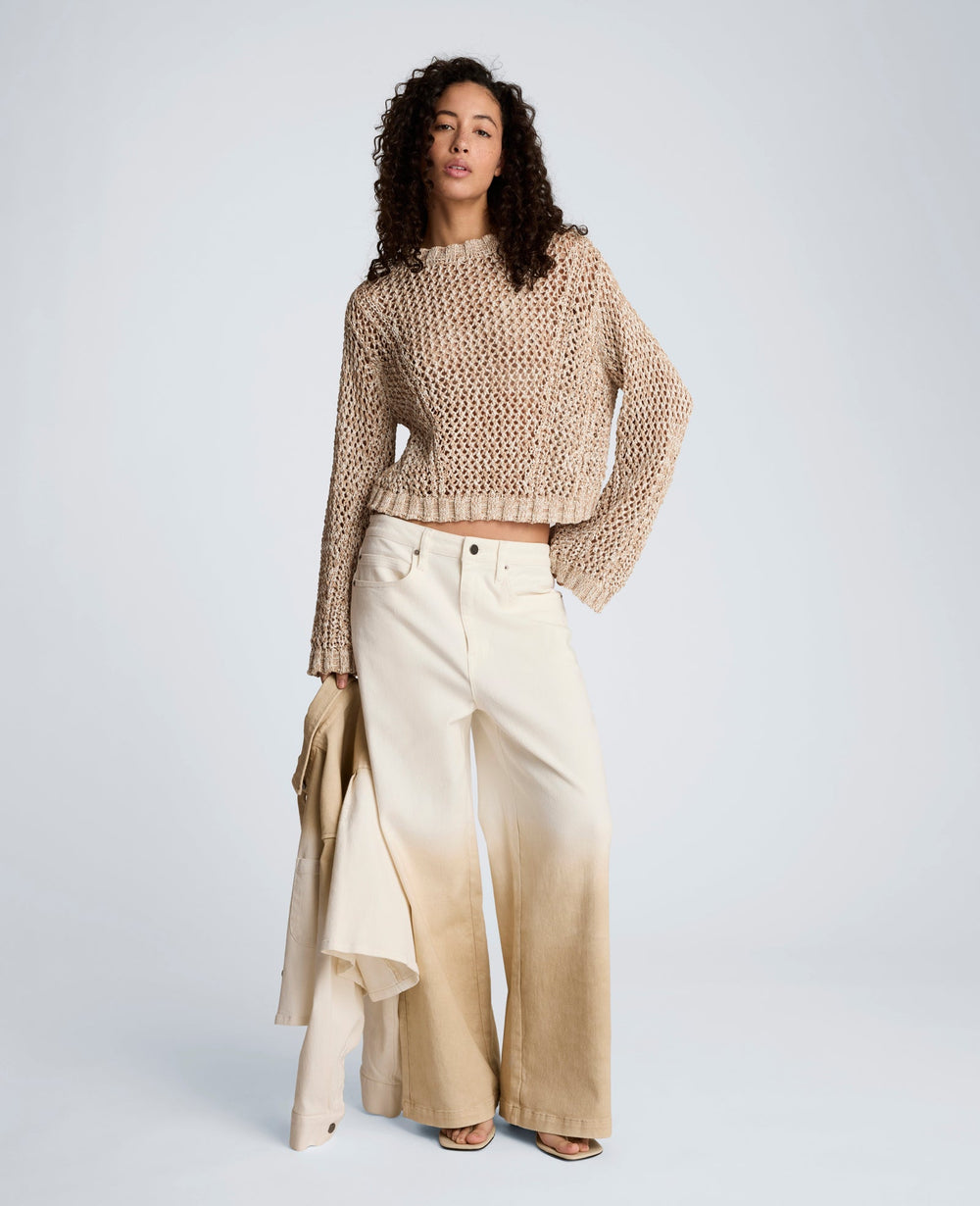 Kenneth Cole Two Tone Open Stitch Pullover – Taupe/White | Kenneth Cole