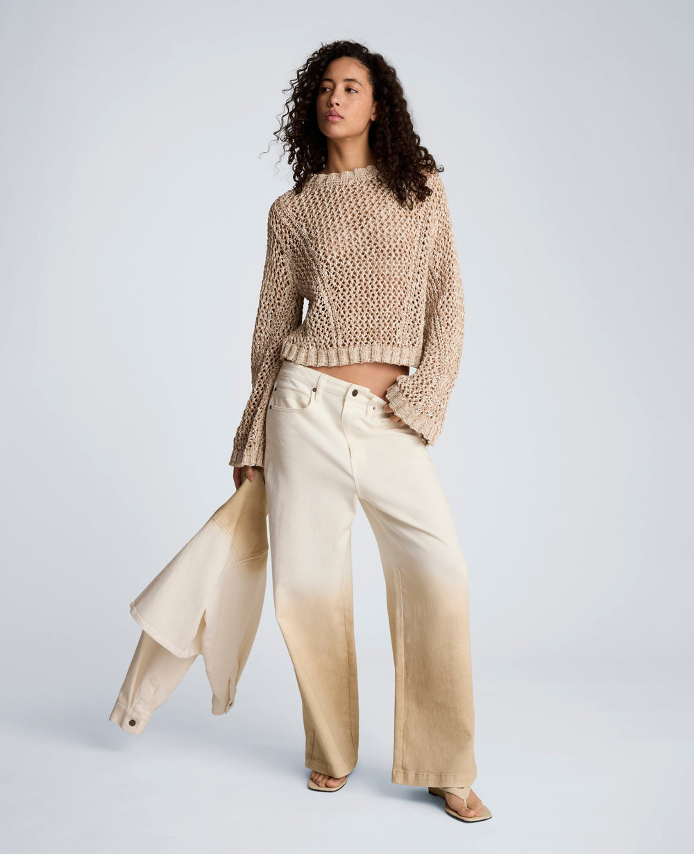Kenneth Cole Two Tone Open Stitch Pullover – Taupe/White | Kenneth Cole
