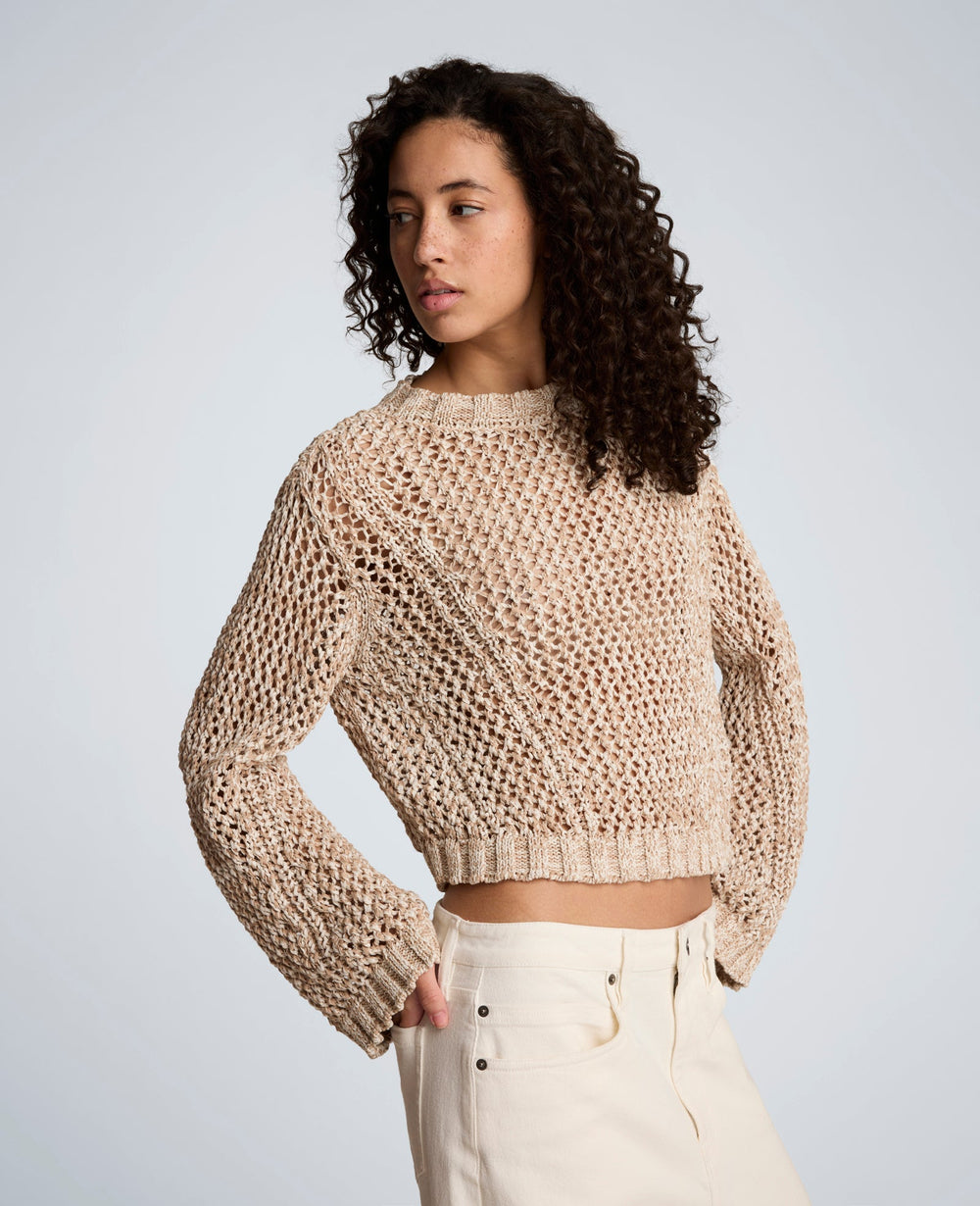 Kenneth Cole Two Tone Open Stitch Pullover – Taupe/White | Kenneth Cole