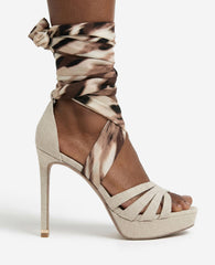 Kenneth Cole Nikkii Printed Fabric Wrap Around Platform Heel