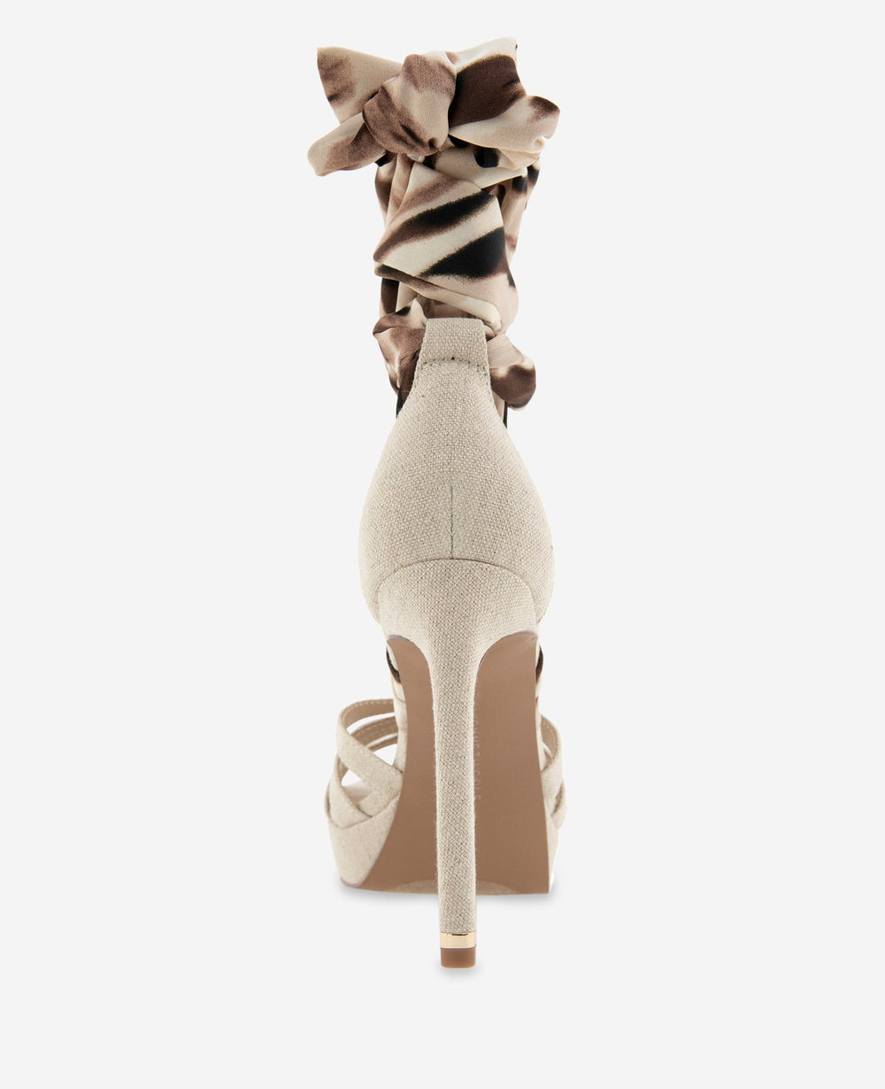 Kenneth Cole Nikkii Printed Fabric Wrap Around Platform Heel
