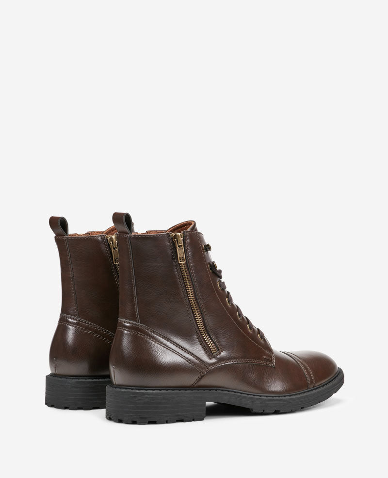 Kenneth Cole REACTION Captain Combat Boot – Brown Zip | Kenneth Cole