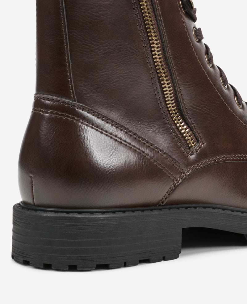Kenneth Cole REACTION Captain Combat Boot – Brown Zip | Kenneth Cole