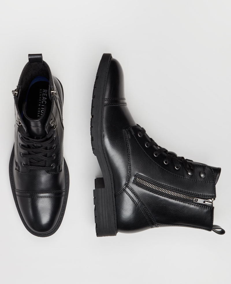 Kenneth Cole REACTION Captain Combat Boot – Black Zip | Kenneth Cole