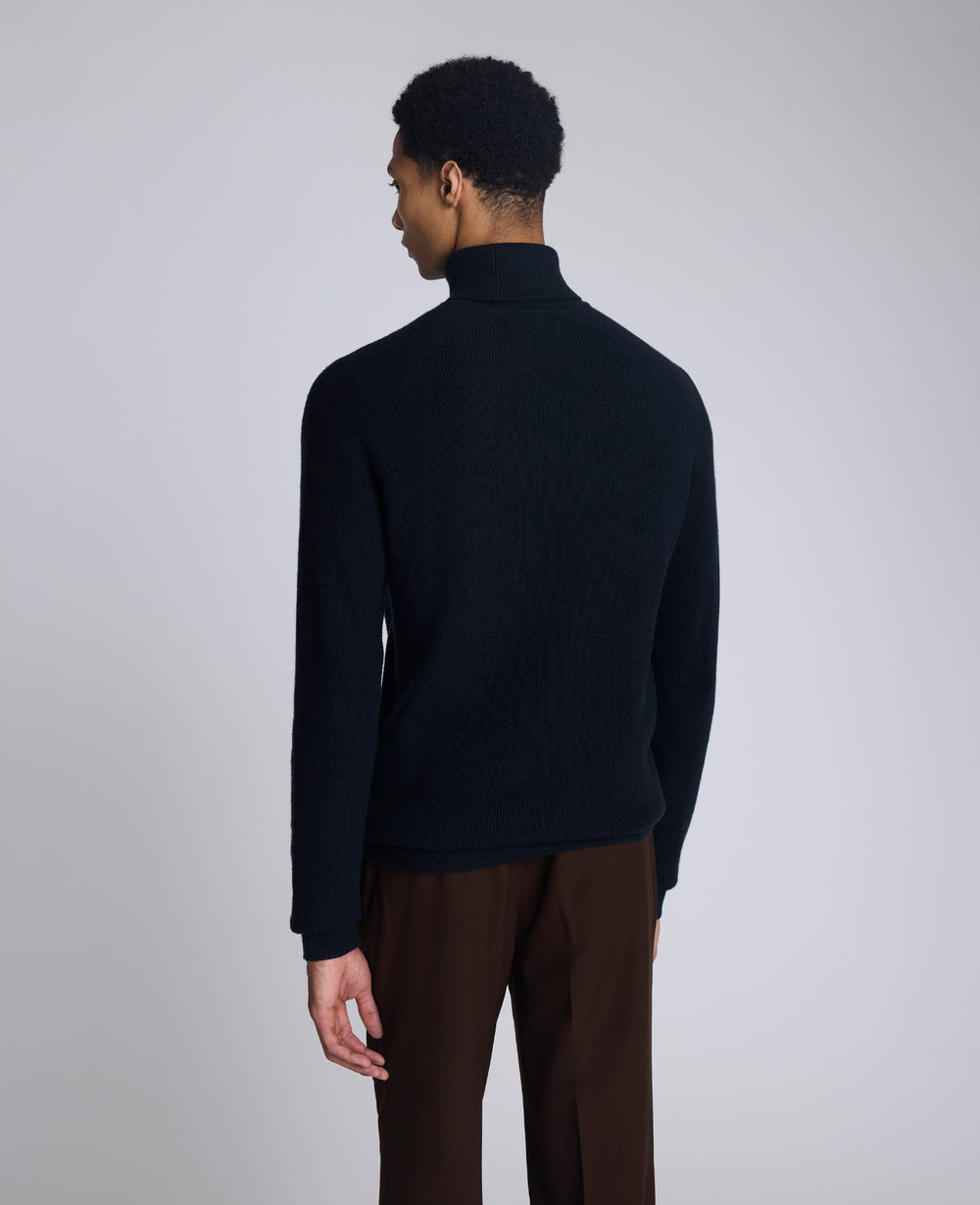 Kenneth Cole Foldover Turtleneck Sweater: Black Ribbed | Kenneth Cole