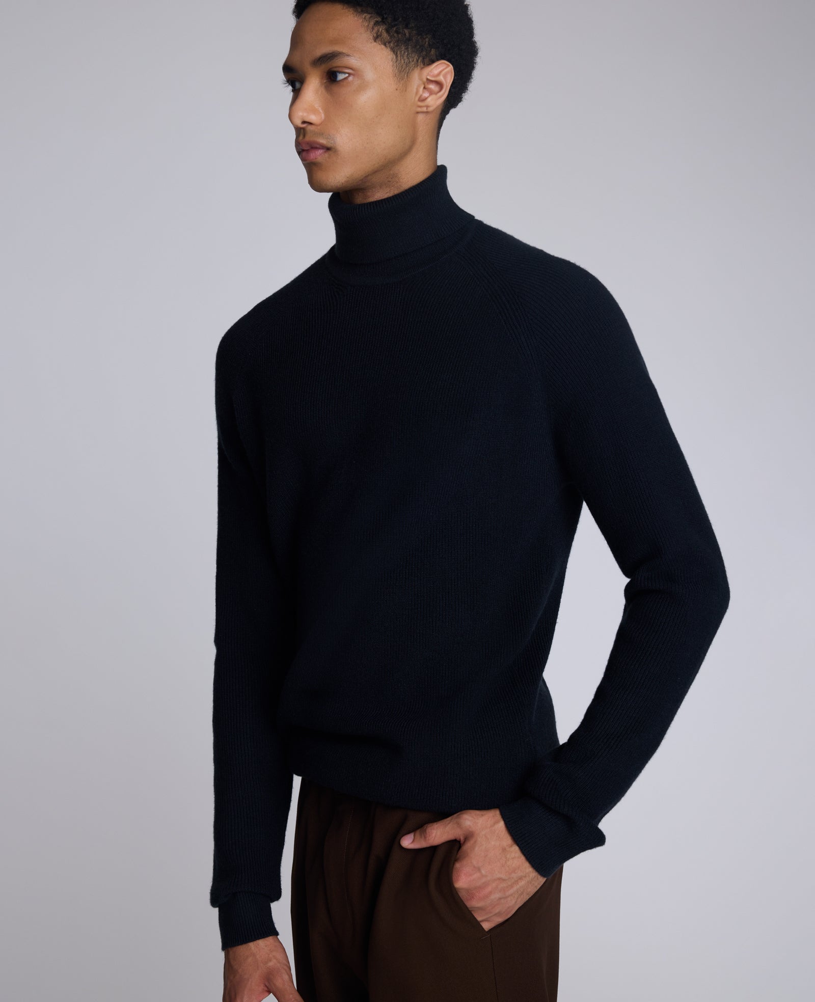 Kenneth Cole Foldover Turtleneck Sweater: Black Ribbed | Kenneth Cole