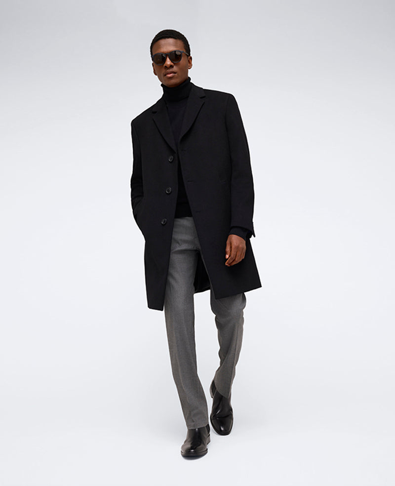 Kenneth Cole Shop Classic Fit Black Overcoat for Men | Kenneth Cole