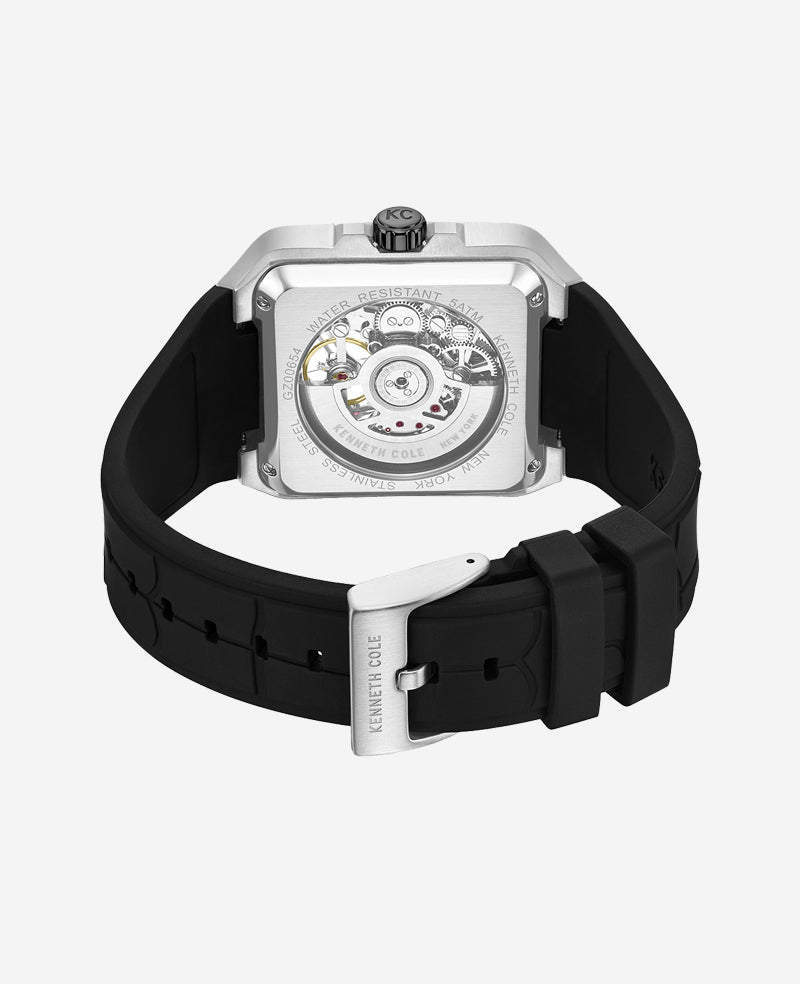 Kenneth Cole Shop Square Skeleton Automatic Black Watch | Kenneth Cole