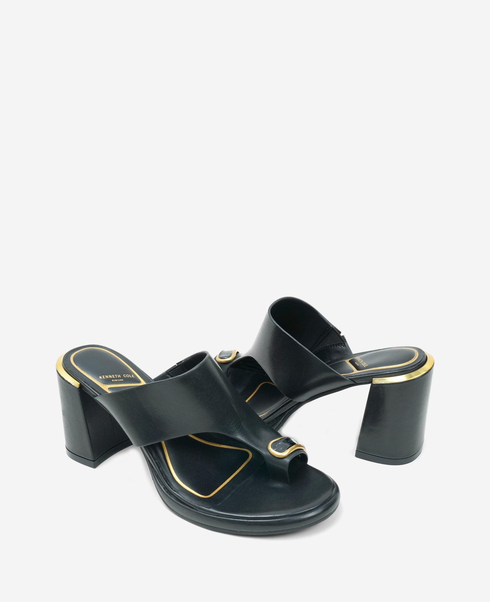 Kenneth Cole Syndika Leather Stone Toe Ring Heeled Sandal