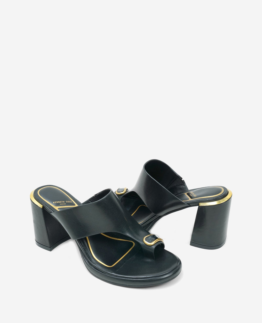 Kenneth Cole Syndika Leather Stone Toe Ring Heeled Sandal
