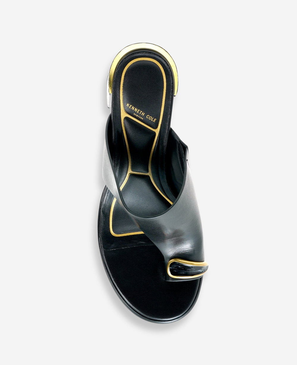 Kenneth Cole Syndika Leather Stone Toe Ring Heeled Sandal