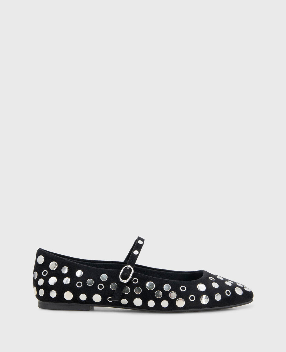 Kenneth Cole Shop Jasper Black Suede Stud Ballet Flat | Kenneth Cole