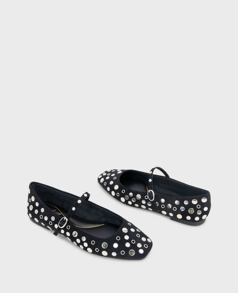 Kenneth Cole Shop Jasper Black Suede Stud Ballet Flat | Kenneth Cole
