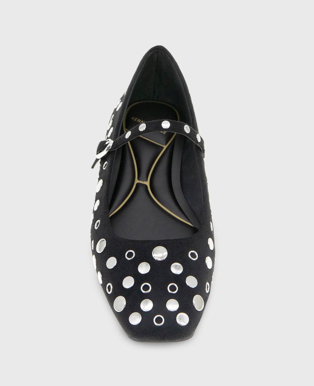 Kenneth Cole Shop Jasper Black Suede Stud Ballet Flat | Kenneth Cole