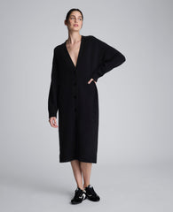 Kenneth Cole Long Button Front Cardigan Duster – Black | Kenneth Cole