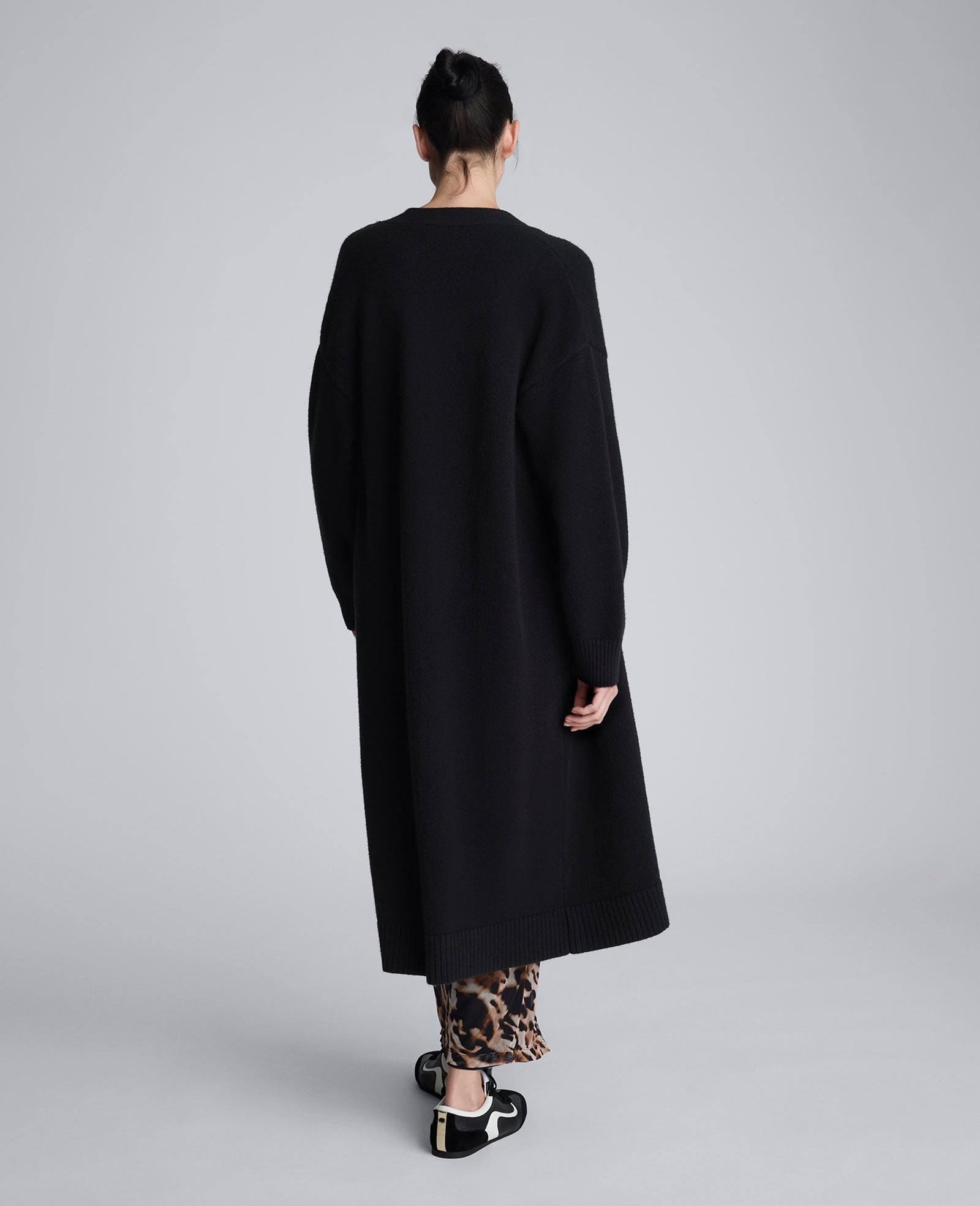 Kenneth Cole Long Button Front Cardigan Duster – Black | Kenneth Cole