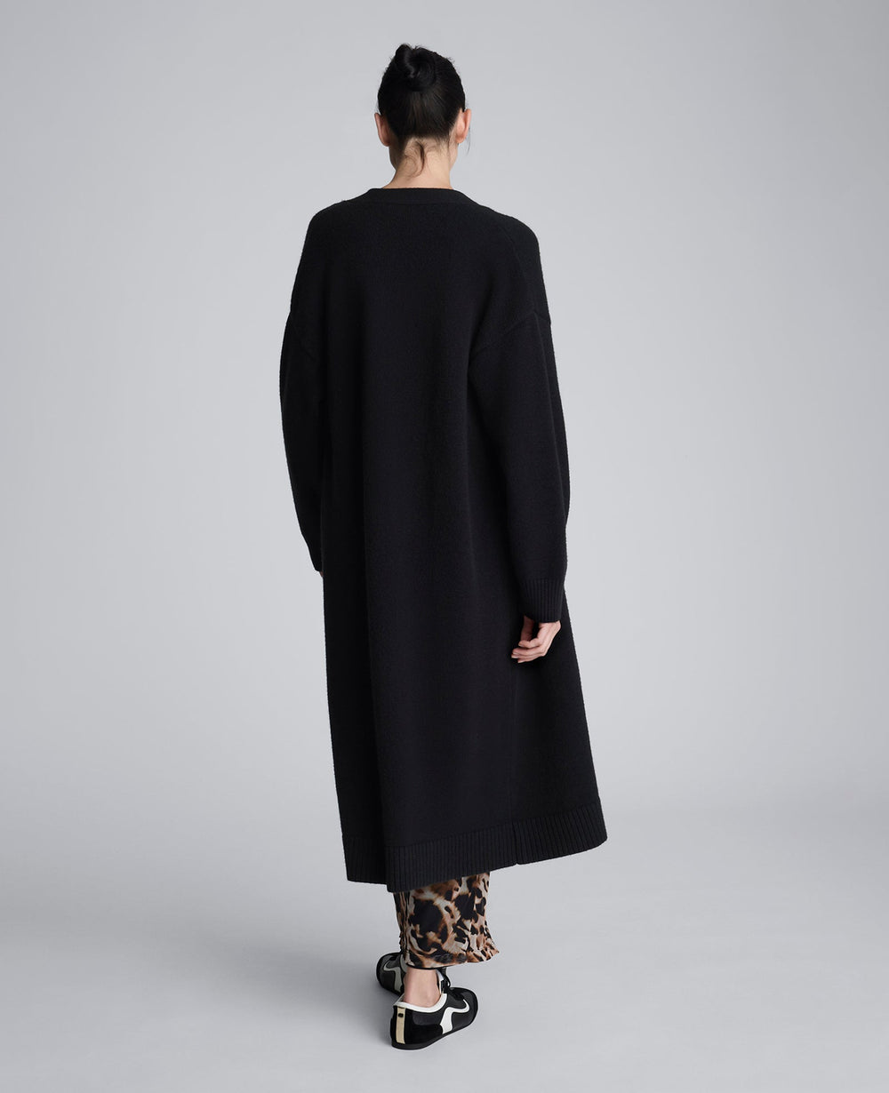 Kenneth Cole Long Button Front Cardigan Duster – Black | Kenneth Cole
