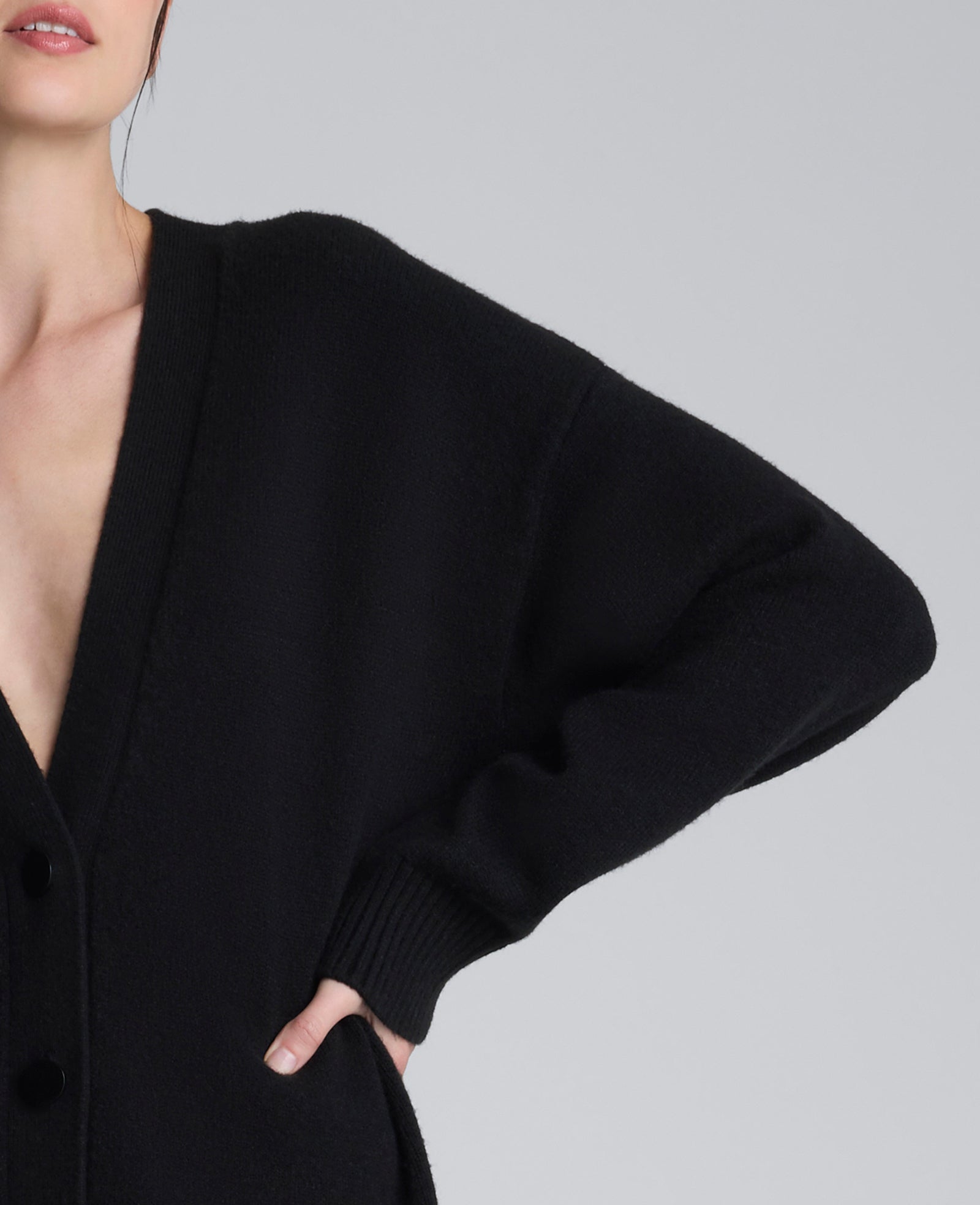Kenneth Cole Long Button Front Cardigan Duster – Black | Kenneth Cole