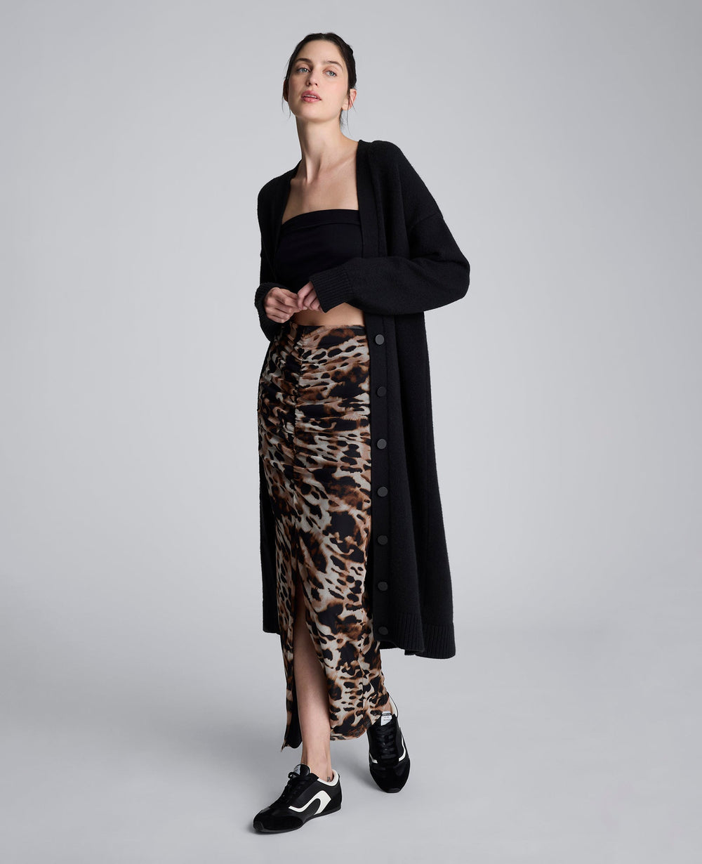 Kenneth Cole Long Button Front Cardigan Duster – Black | Kenneth Cole