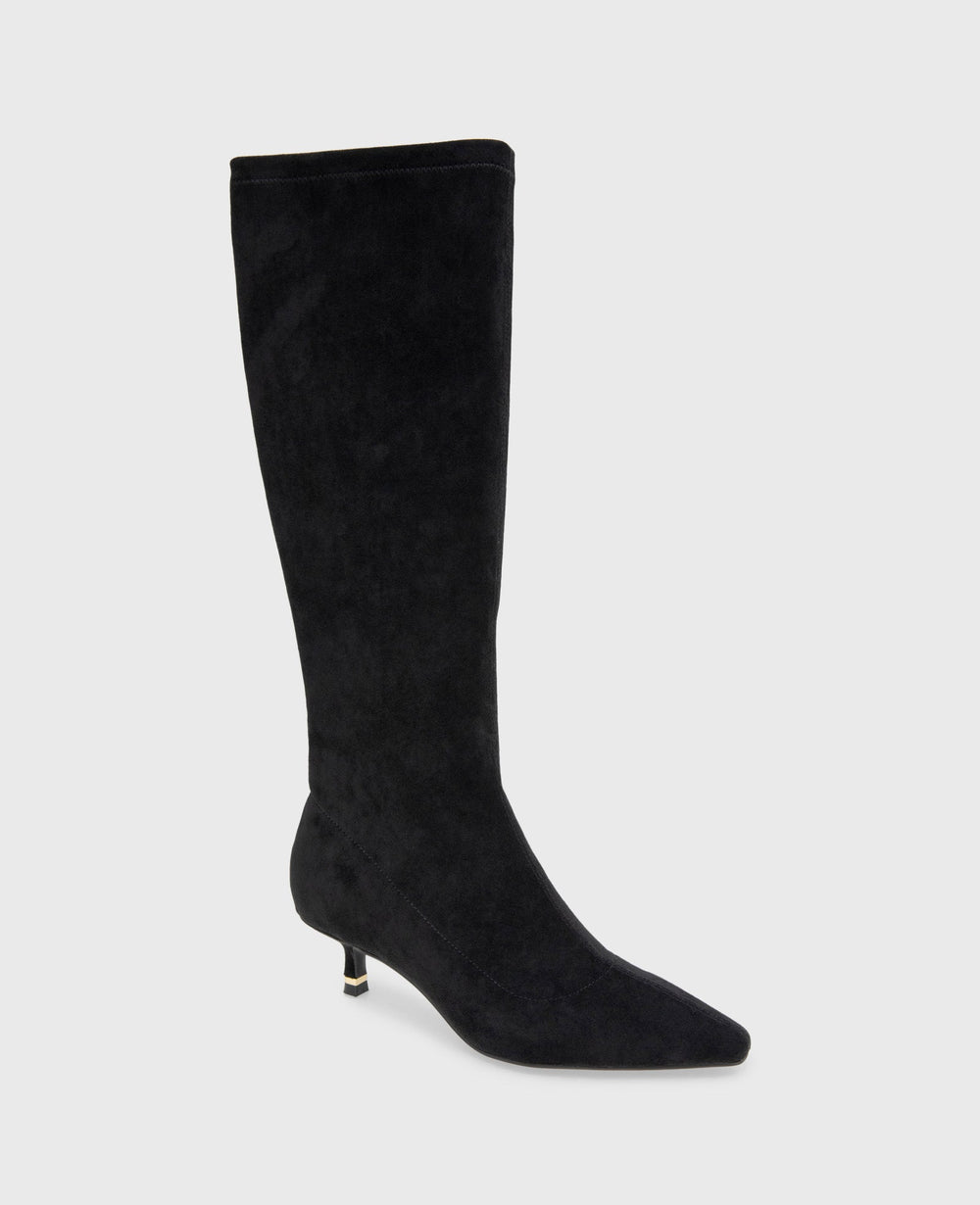 Kenneth Cole Shop Meridith Black Stretch Kitten Heel Boot | Kenneth Cole
