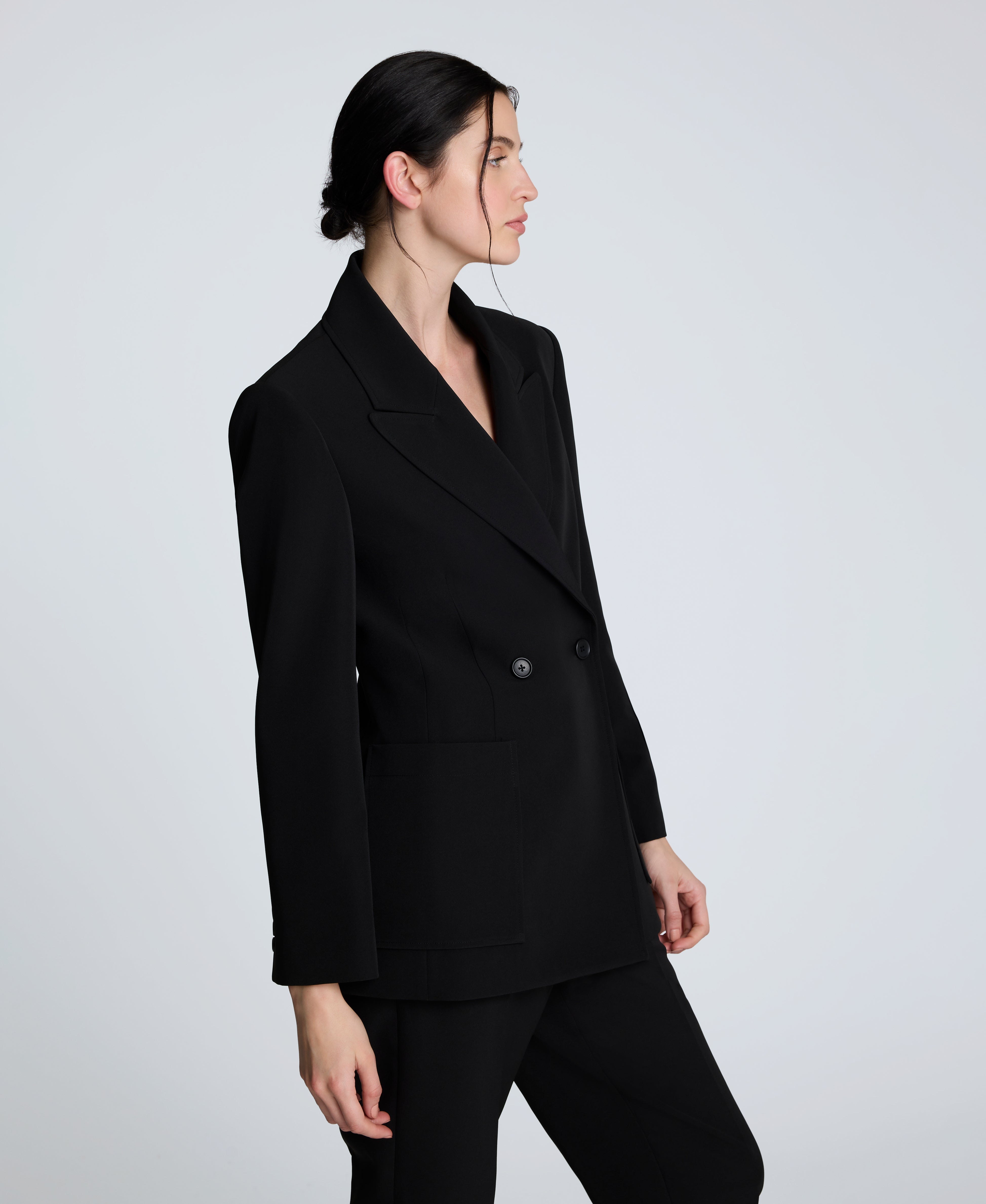 Kenneth Cole Luxe Twill Double Breasted Jacket