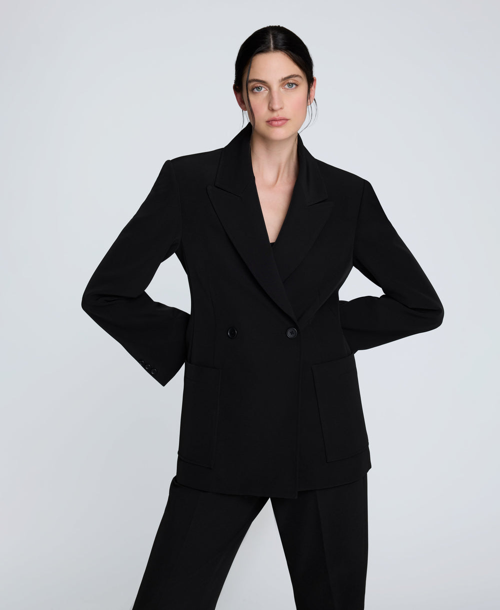 Kenneth Cole Luxe Twill Double Breasted Jacket
