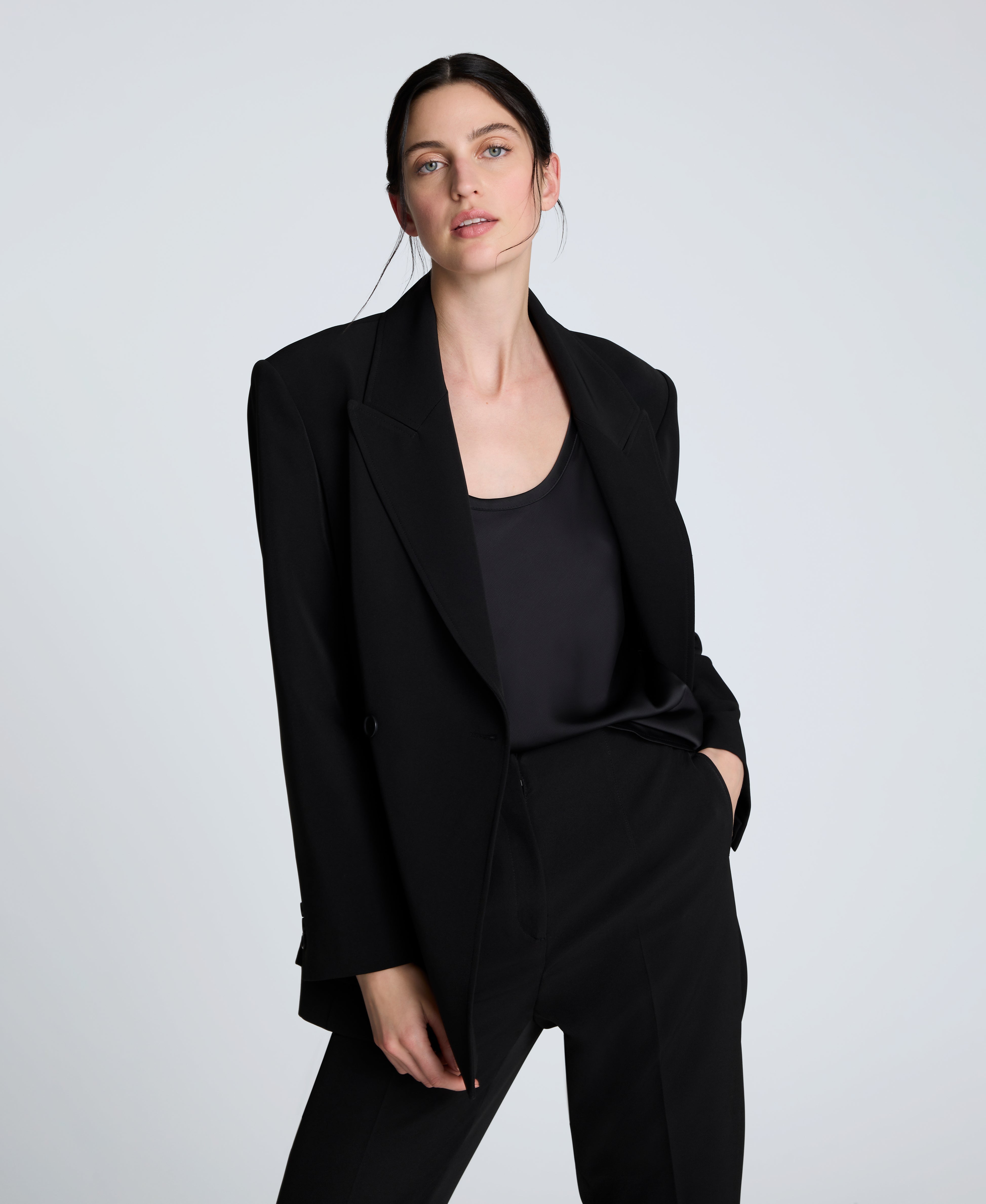 Kenneth Cole Luxe Twill Double Breasted Jacket