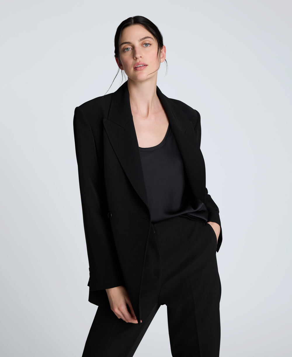 Kenneth Cole Luxe Twill Double Breasted Jacket