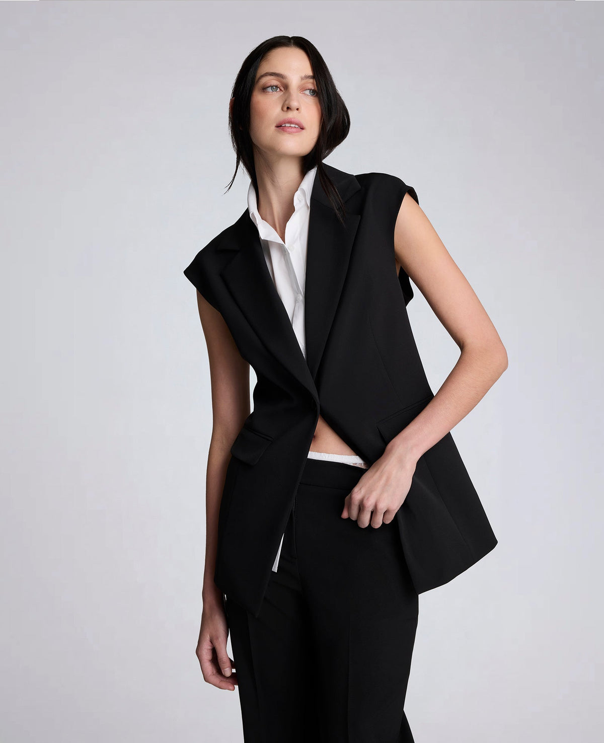 Kenneth Cole Luxe Twill Vest With Faux Shirt