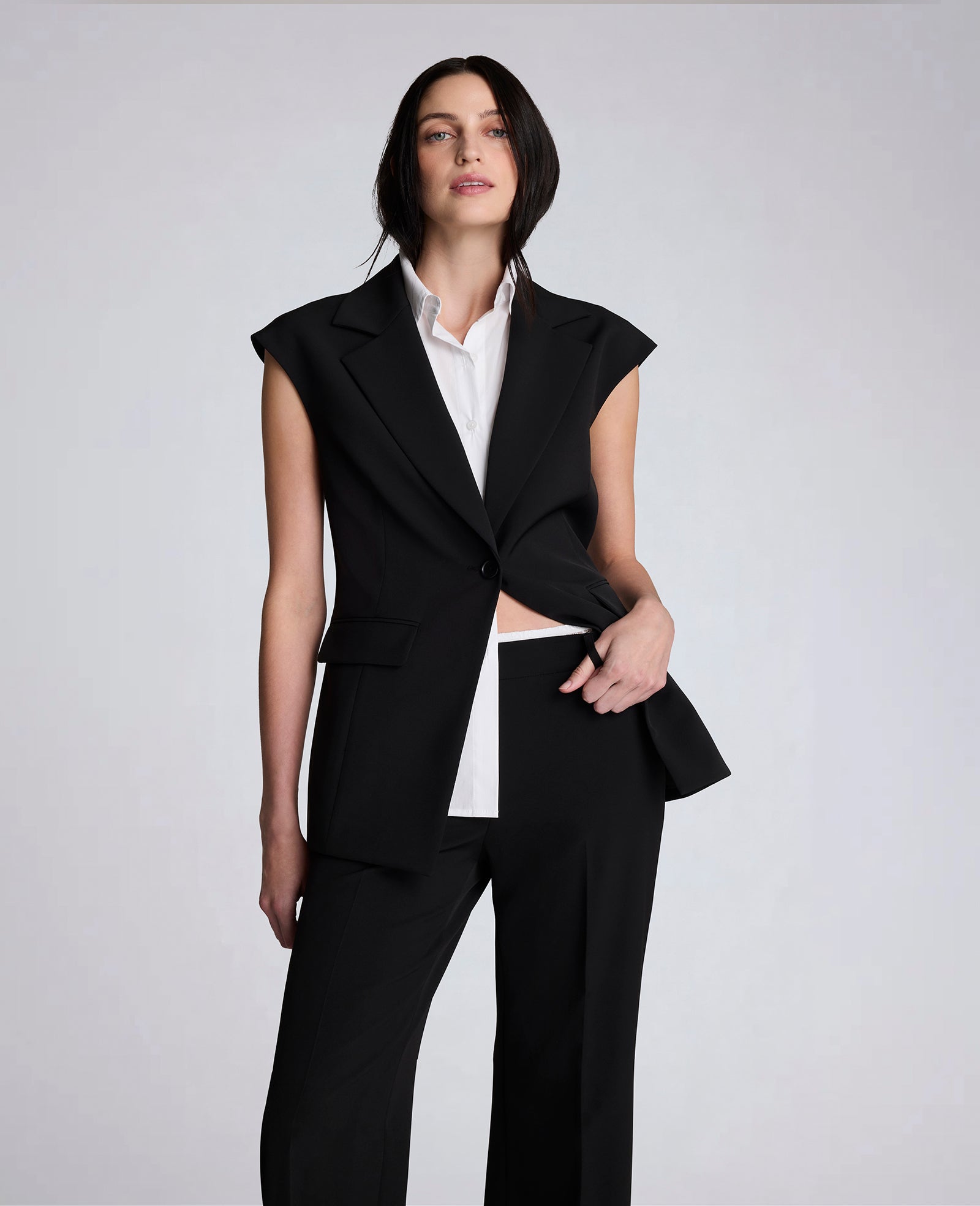 Kenneth Cole Luxe Twill Vest With Faux Shirt