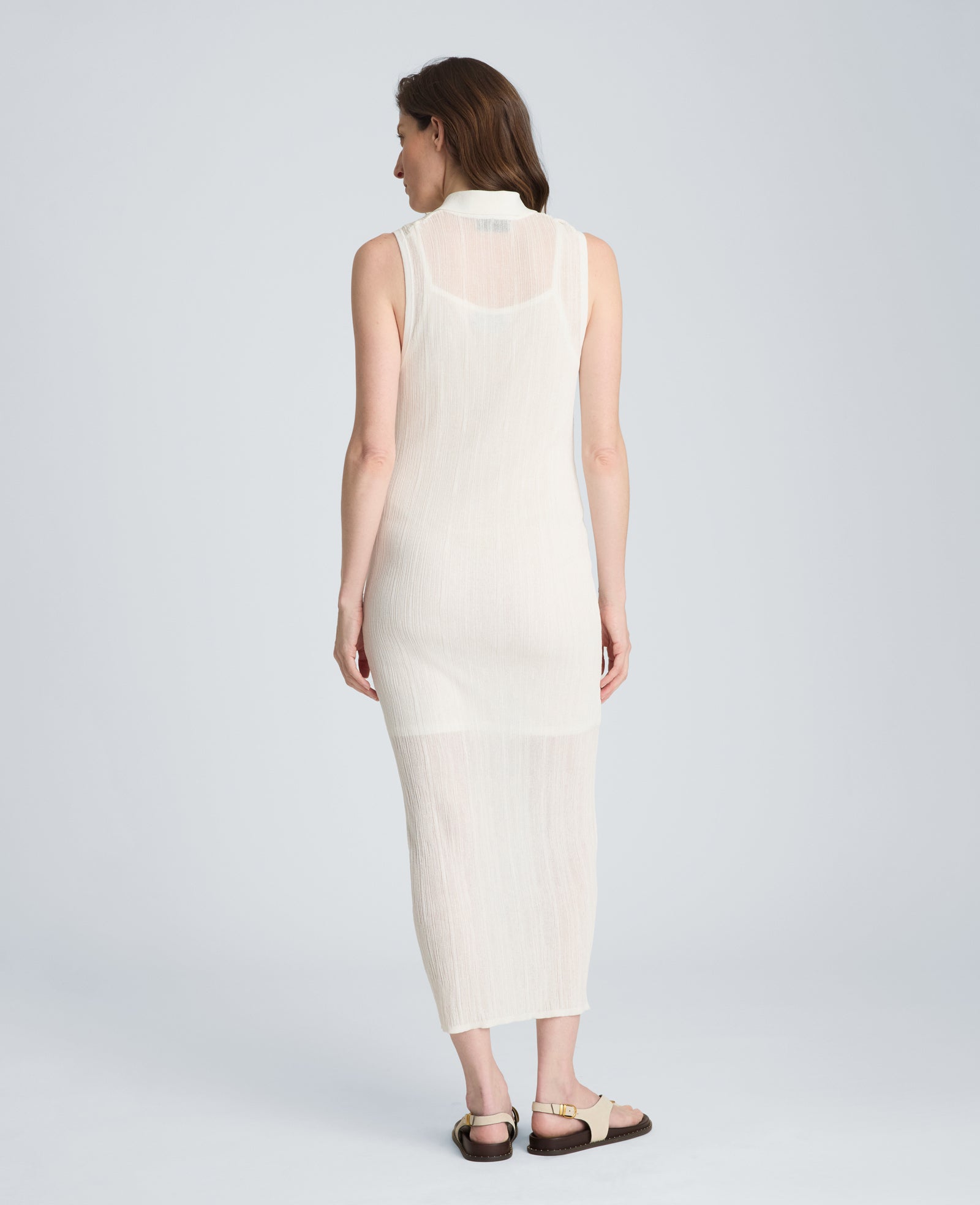 Kenneth Cole Varigated Polo Cap Sleeve Sweater Dress